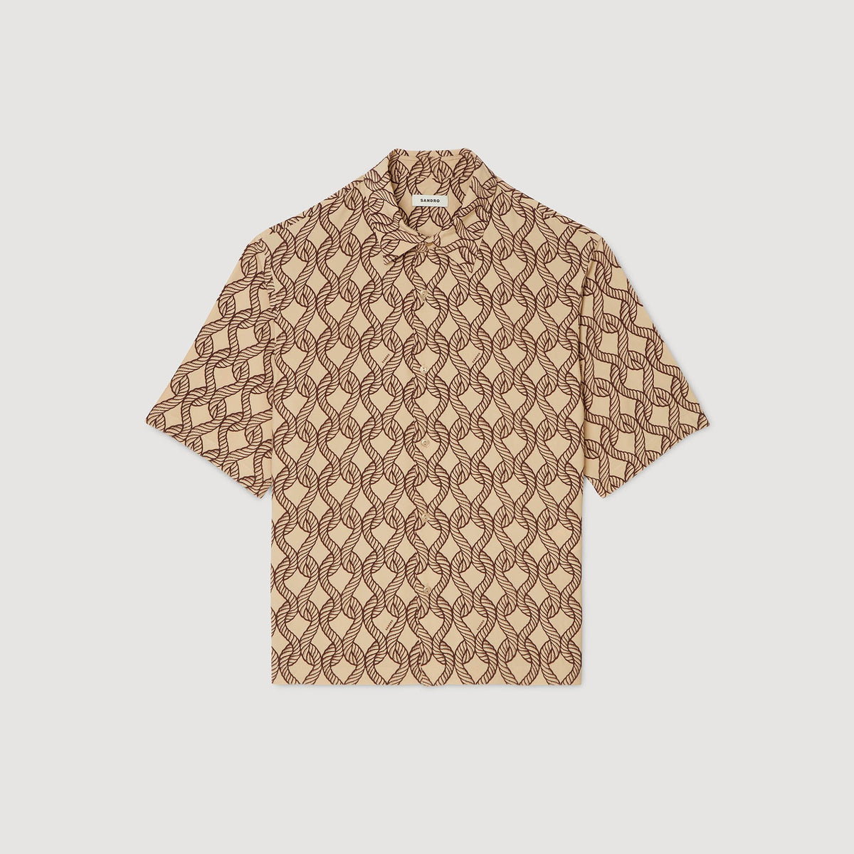 Sandro Loose-fit rope print shirt Butter Cream