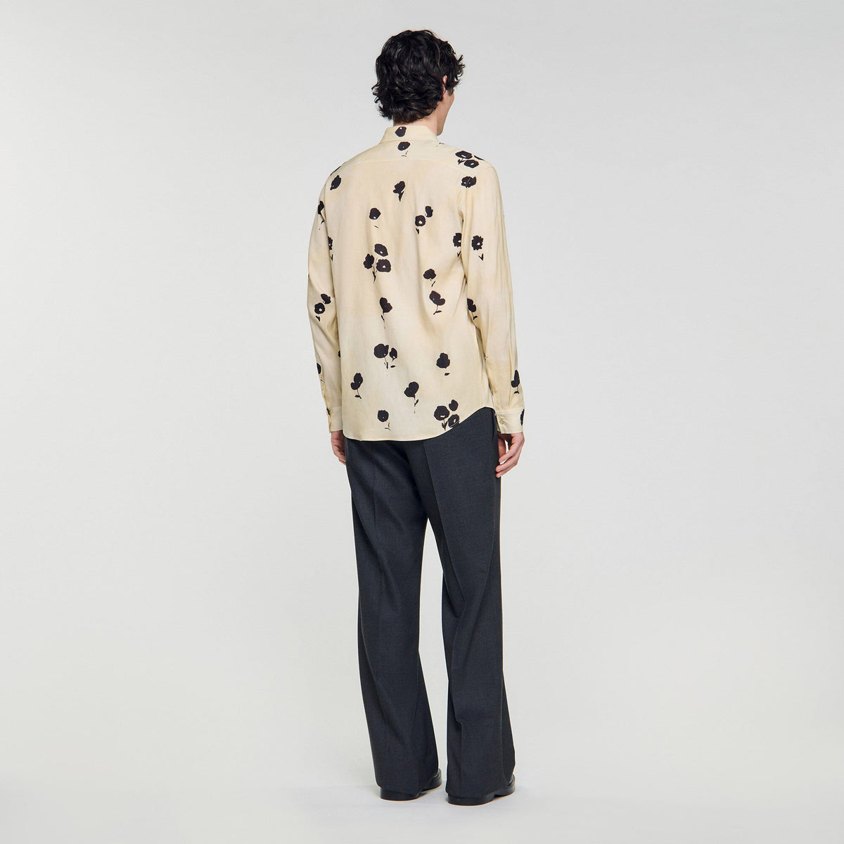 Sandro Floral print linen shirt Off White