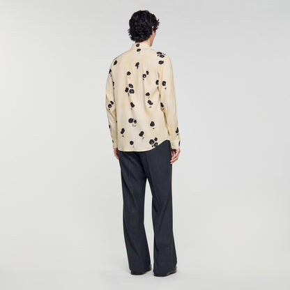 Sandro Floral print linen shirt Off White