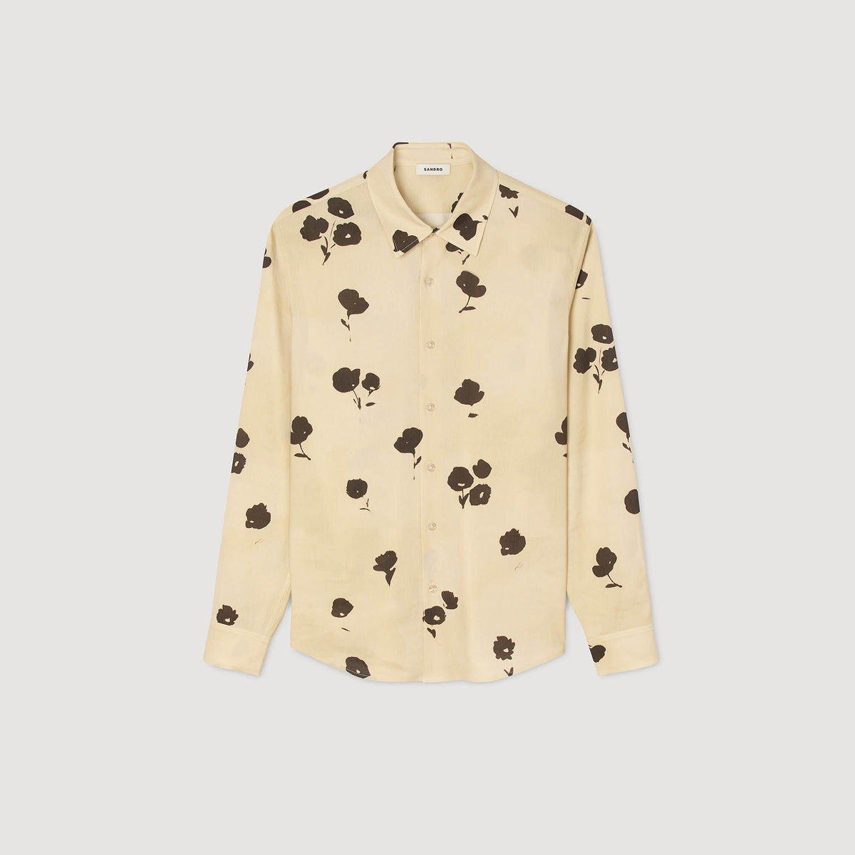 Sandro Floral print linen shirt Off White