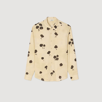 Sandro Floral print linen shirt Off White