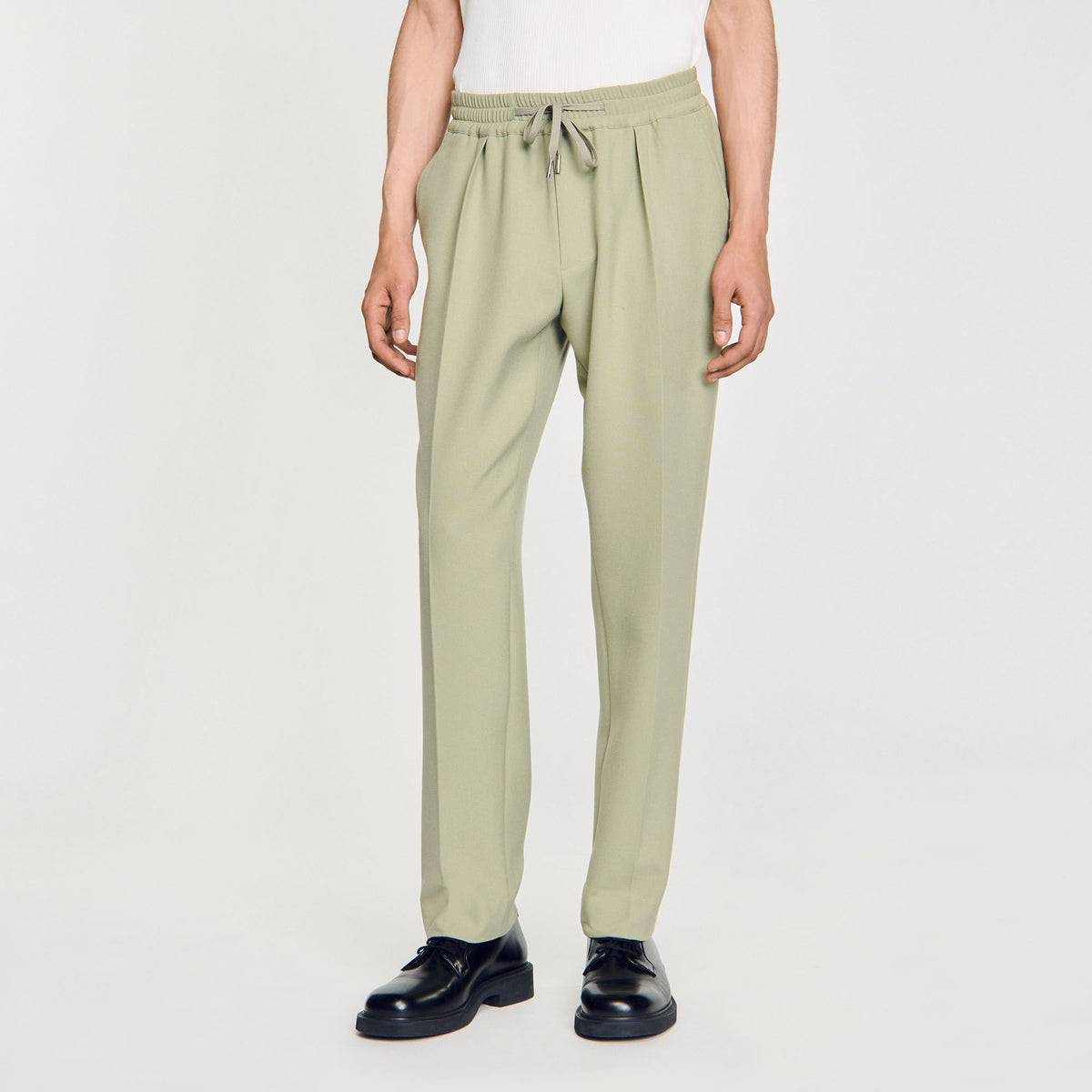 Sandro Elasticated straight-leg trousers Light Kaki.