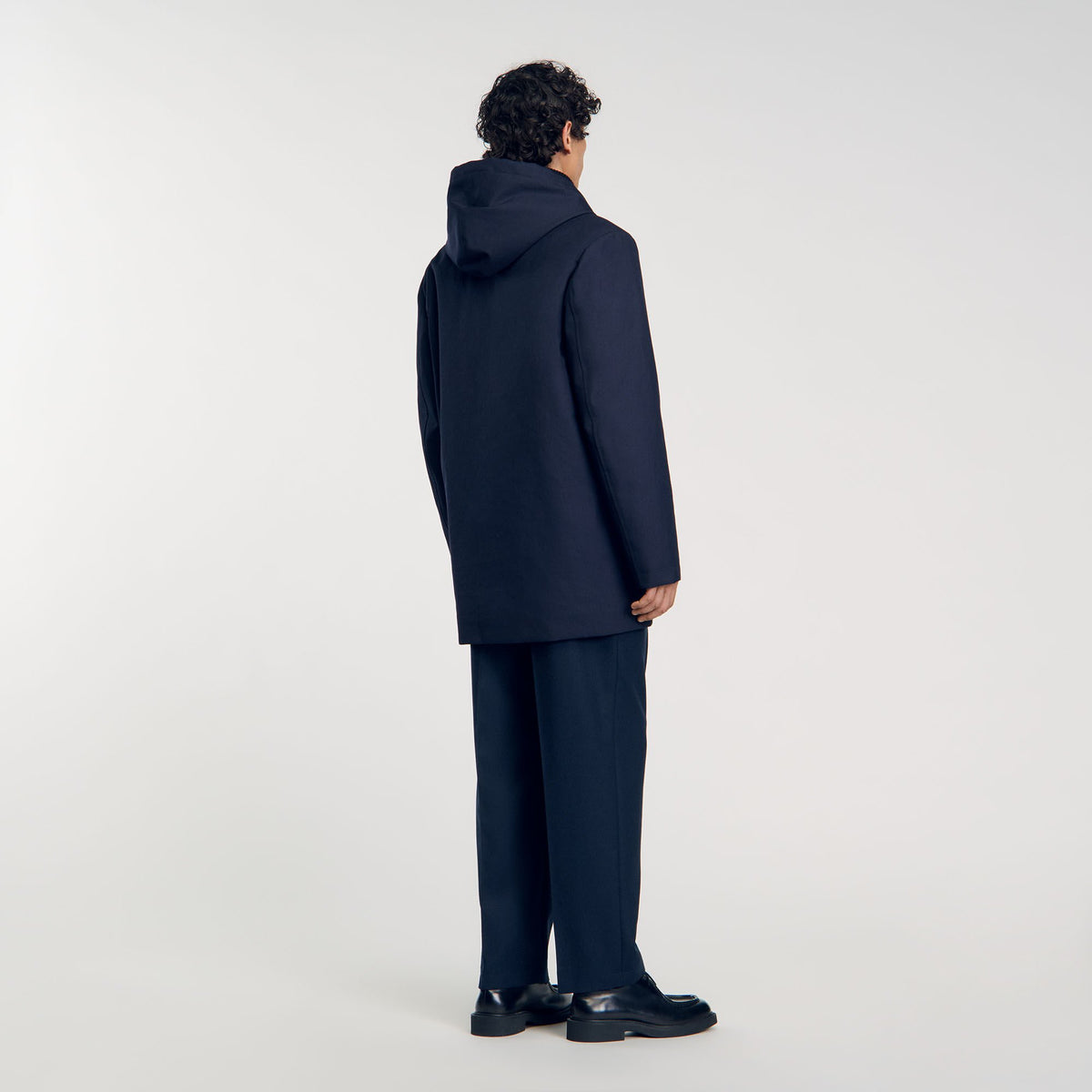 Sandro Hooded parka with zip Navy Blue