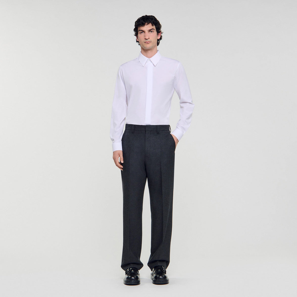Sandro Wool suit trousers Heather Charcoal