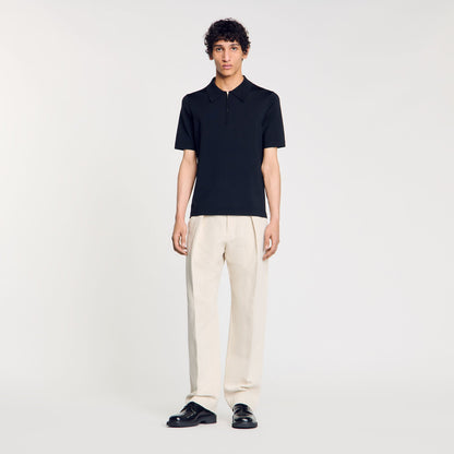 Sandro Knitted polo shirt with zip collar Fonte