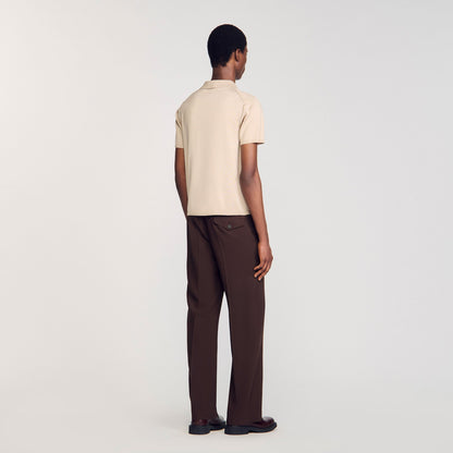 Sandro Short-sleeve knitted polo shirt Oats