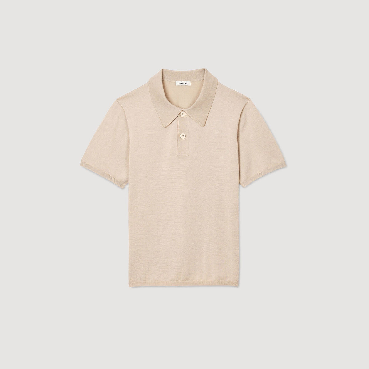 Sandro Short-sleeve knitted polo shirt Oats