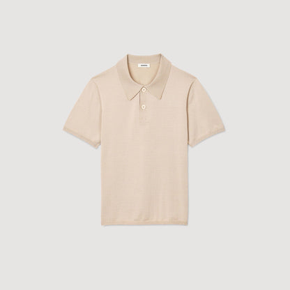 Sandro Short-sleeve knitted polo shirt Oats