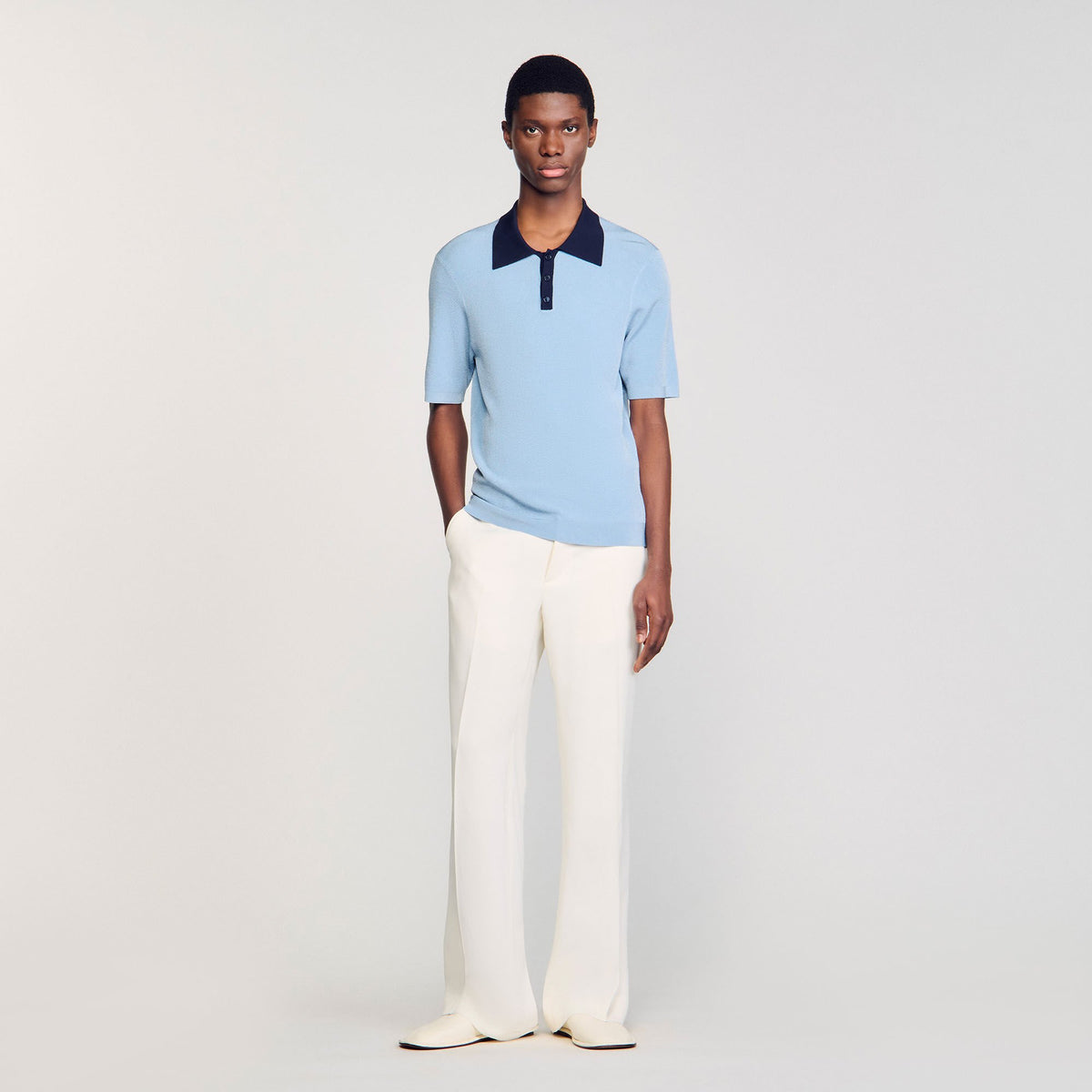 Sandro Two-tone polo shirt Chambray