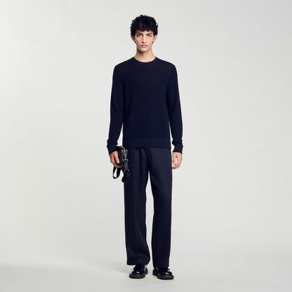 Sandro Textured knit sweater Navy Blue