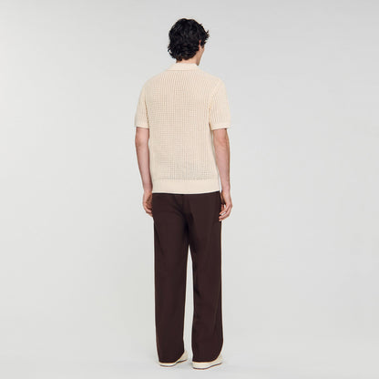 Sandro Cotton shirt with polo collar Butter Cream