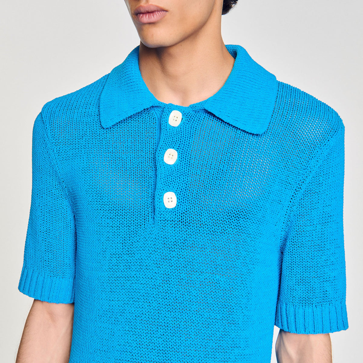 Sandro Knit polo shirt Azur.