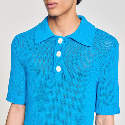 Sandro Knit polo shirt Azur.