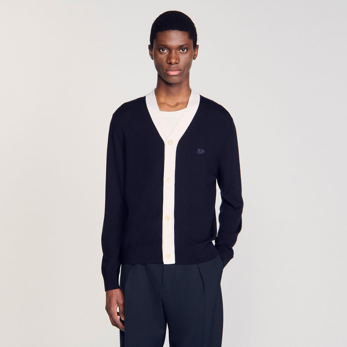 Sandro Cardigan with patches Navy Blue