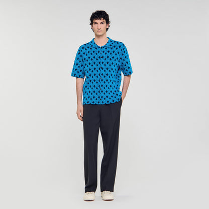 Sandro Rope jacquard cardigan shirt Turquoise