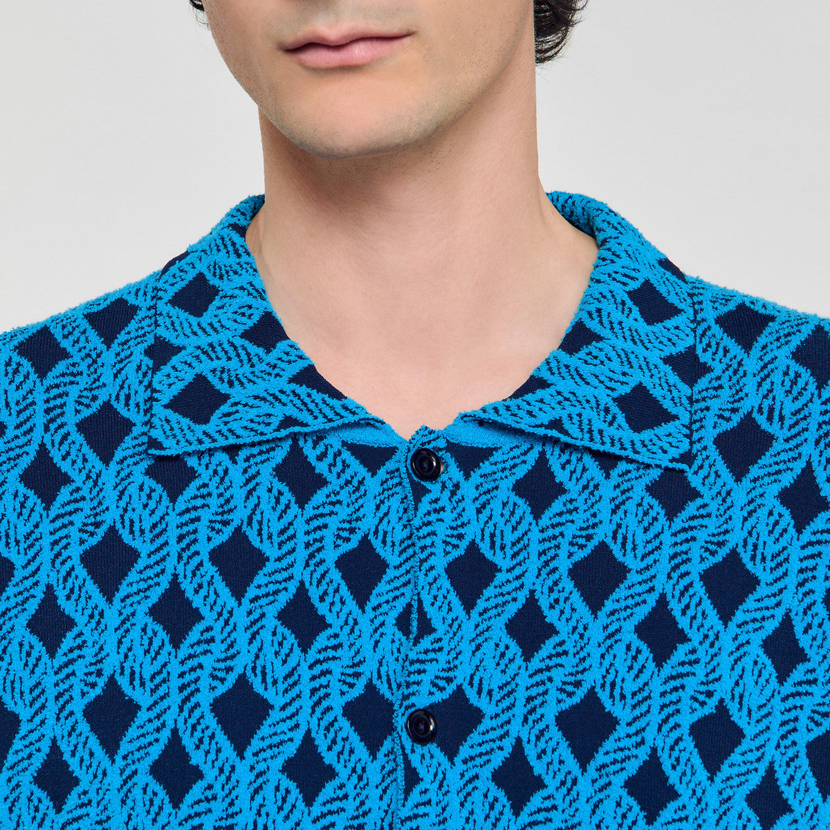 Sandro Rope jacquard cardigan shirt Turquoise