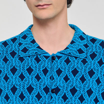 Sandro Rope jacquard cardigan shirt Turquoise