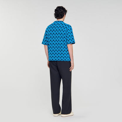 Sandro Rope jacquard cardigan shirt Turquoise