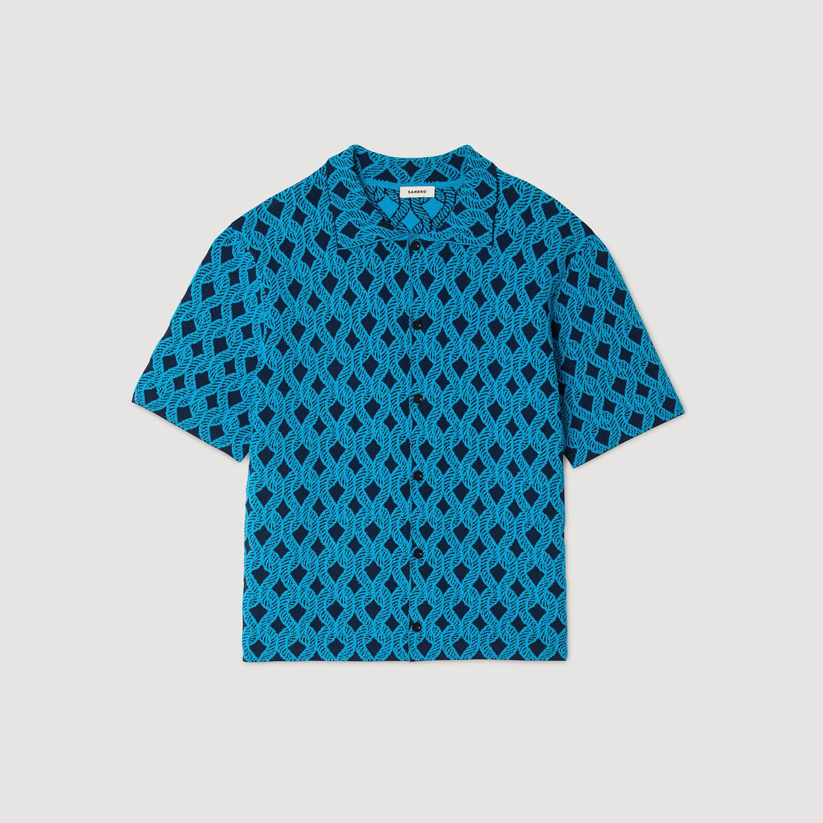 Sandro Rope jacquard cardigan shirt Turquoise