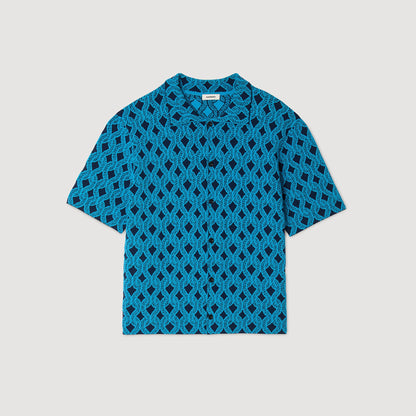 Sandro Rope jacquard cardigan shirt Turquoise
