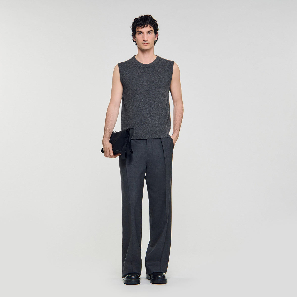 Sandro Cashmere sweater vest Heather Charcoal