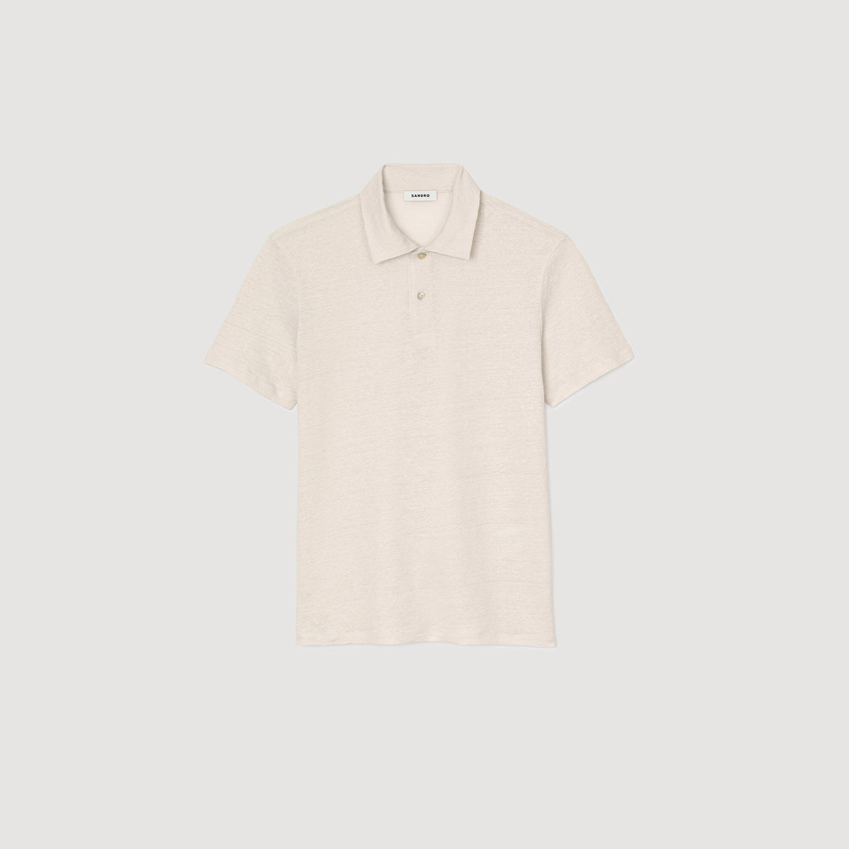 Sandro Linen polo shirt Ivory.