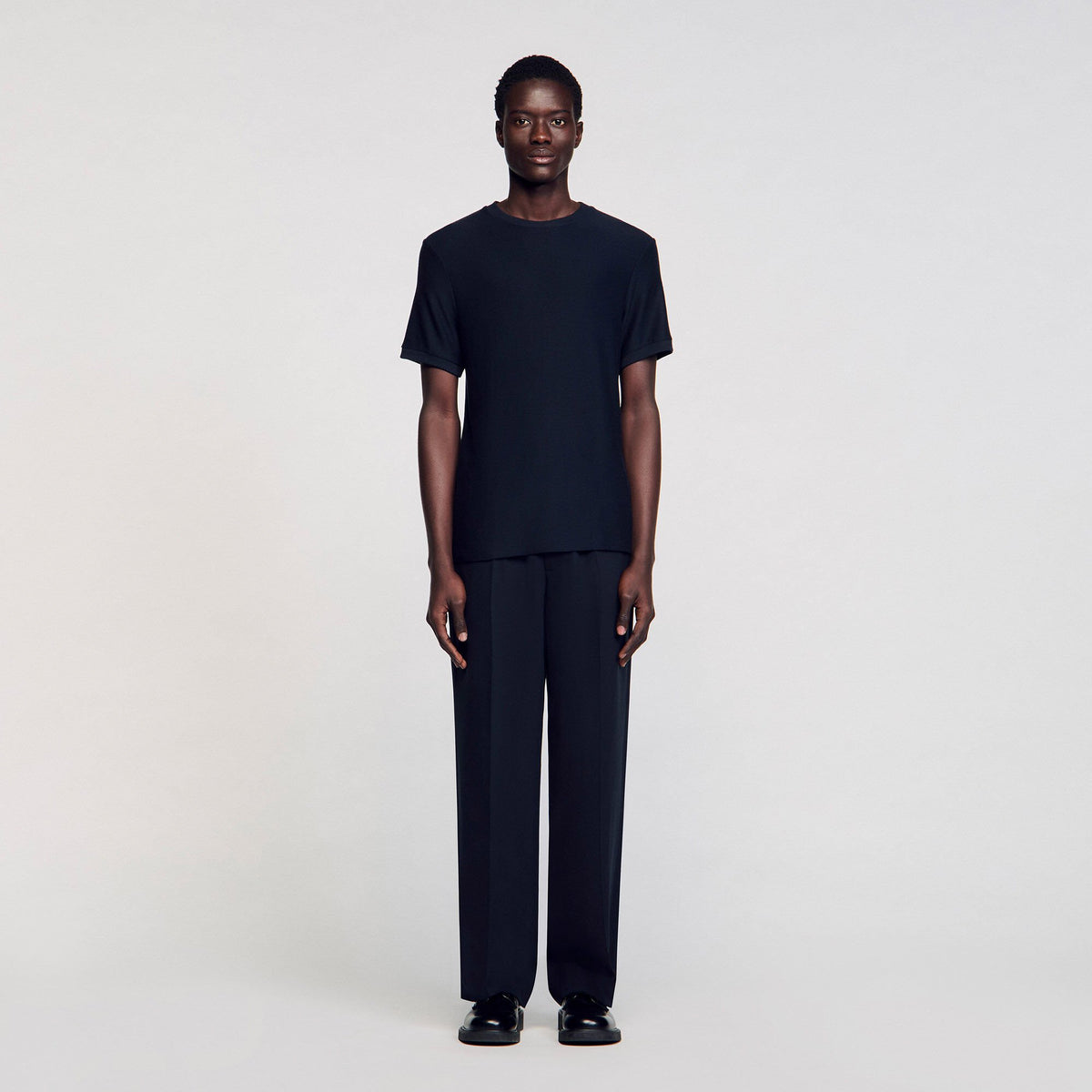 Sandro Mock neck T-shirt Midnight Blue