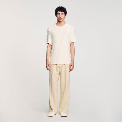 Sandro Mock neck T-shirt Ivory.