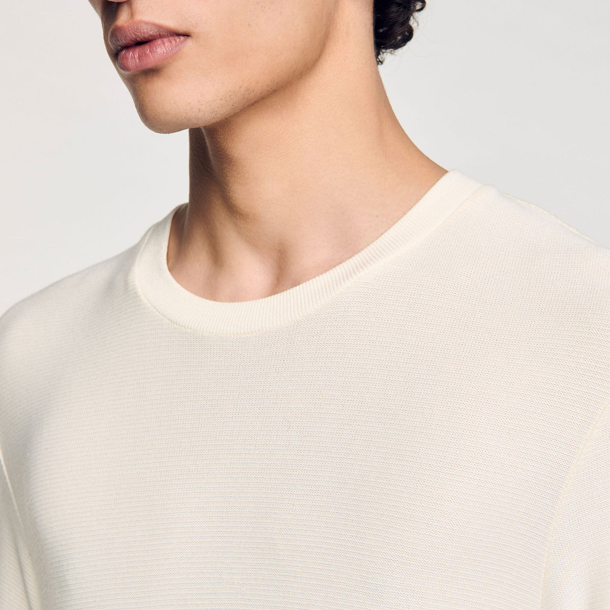 Sandro Mock neck T-shirt Ivory.
