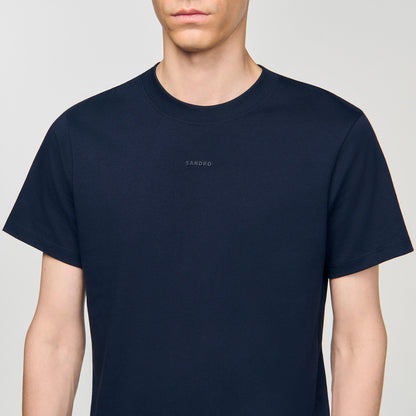 Sandro Cotton T-shirt with logo Midnight Blue