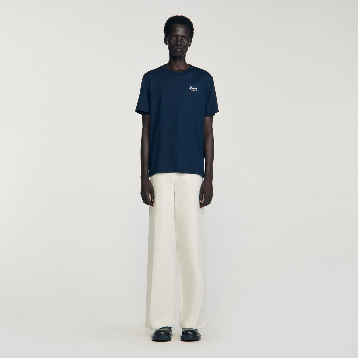 Sandro T-shirt with appliqué logo Midnight Blue